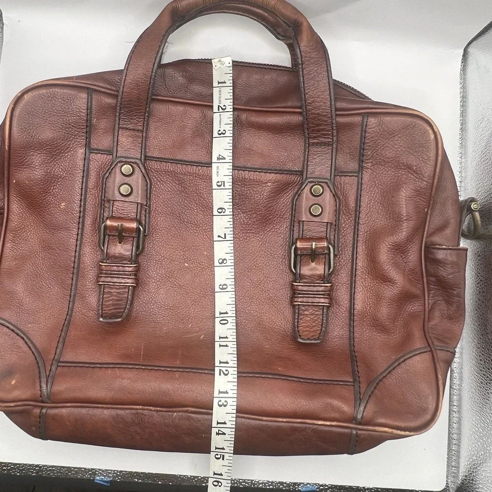 VTG  Fossil Leather Unstructured Brief Case Brown Distressed Americana No Strap